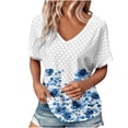 thumbnail image 2 of Xuyuer Womens T Shirt Casual Short Sleeve V-Neck Graphic T-Shirt Tops Tees Summer Dressy Casual Tops Pleated FrontVintage Shirt for Women Graphic Tee Casual Cottagecore Summer T Shirt, 2 of 6