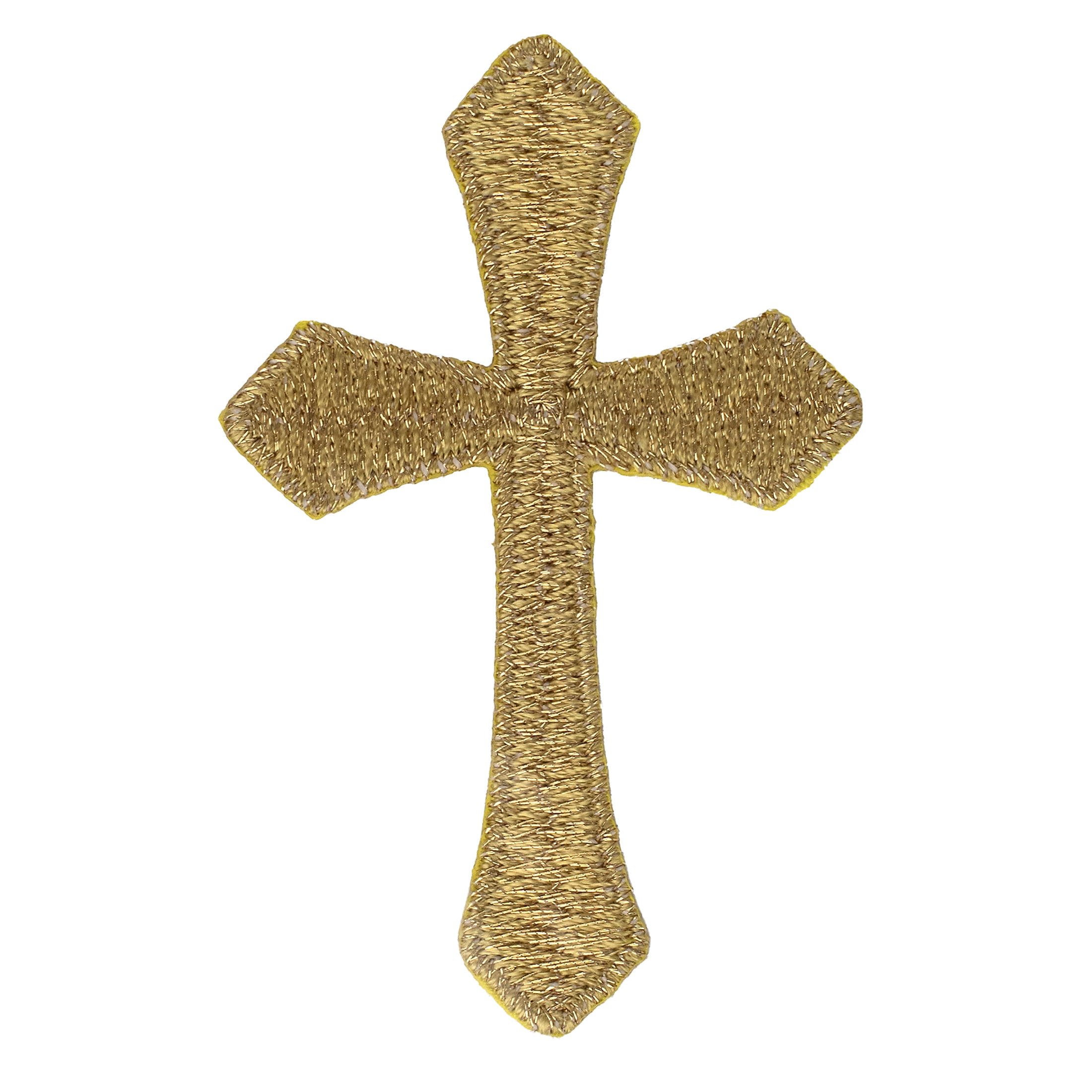 Simplicity Chenille Gold Cross Applique, 1 Piece