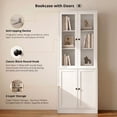 thumbnail image 3 of RichYa 2Pcs 71''H Tall Bookcase with Glass Door,3 Tier Display Bookshelves for Home Office,Living Room,White, 3 of 8