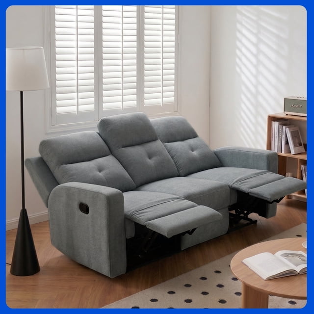 SOFÁ RECLINABLE MOON 3 PLAZAS GRIS OXFORD
