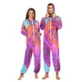 thumbnail image 3 of IAUYY Unisex Adult Onesie Pajamas Ultra-Soft Crystal-Soft Fabric, Halloween Adult Onesie Pajamas Adults,With a Zipper Plus Size Onesie Pajamas, Pinkish-purple Palm Tree, 3 of 7