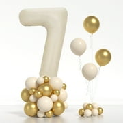 Honinda 40 Inch Large Size Number 6 Balloons Set with White Sand Balloons Metallic Gold Balloons Party Birthday Decorations for Bridal Shower gender reveal Birthday Wedding Engagement Anniversary