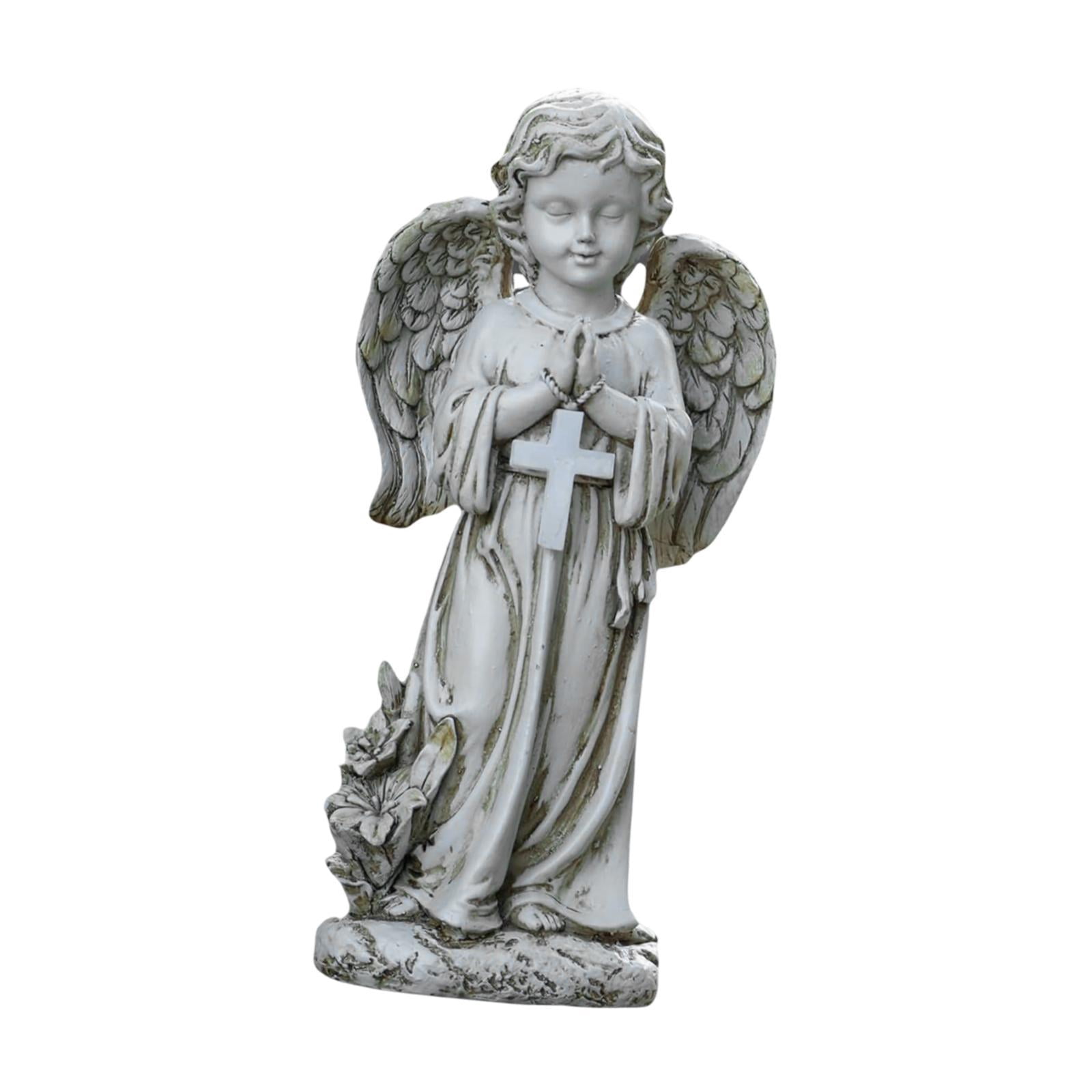 Fancyes Memorial Angel Garden Sculpture with Light Cemetery Decoration Decorative Display Sympathy Gift Multifunctional 11.8inch Tall