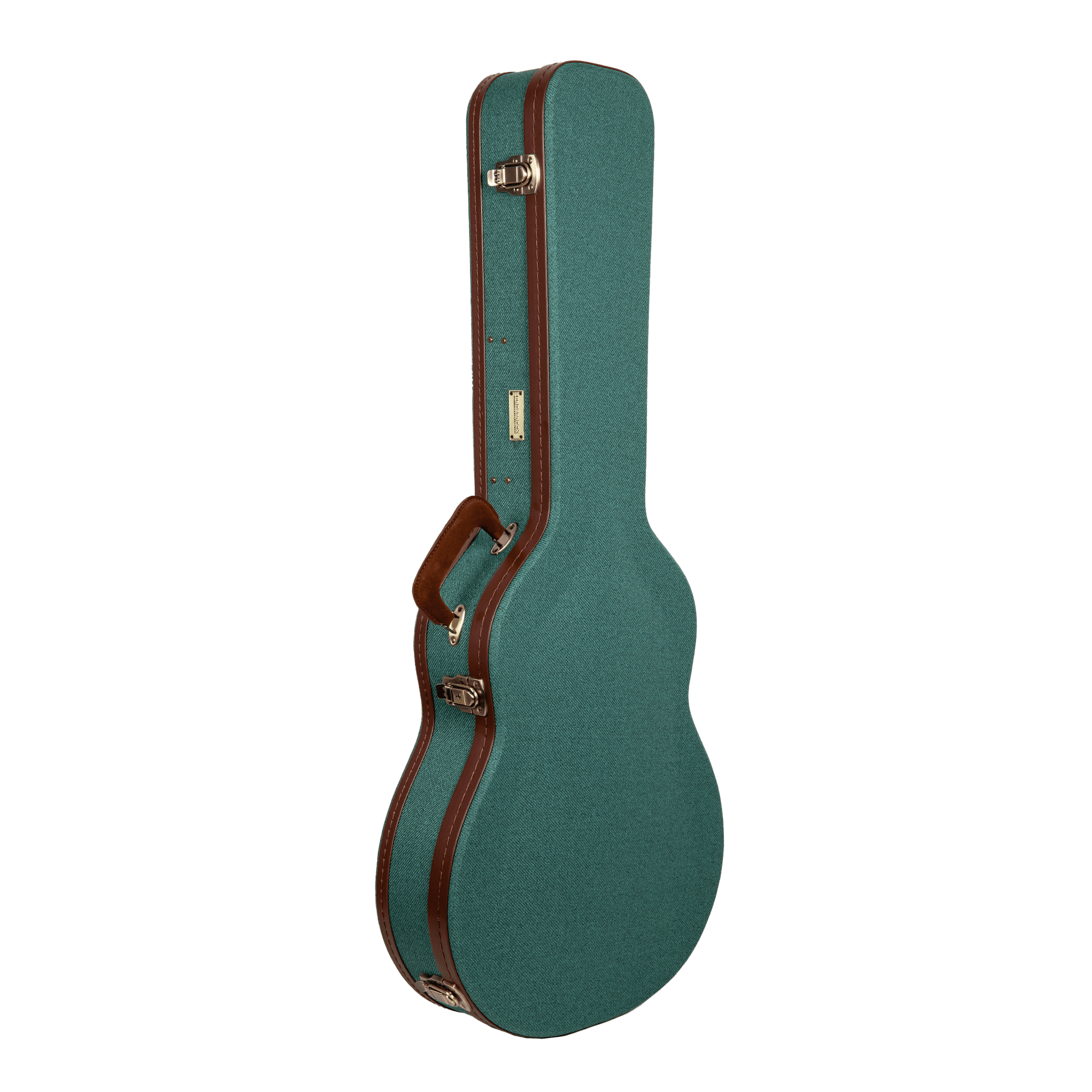 Crossrock Master Series-Wooden 335 Style 6-string Semi-Hollow Electric Guitar Case-Security Lock, Genuine Leather Handle, Reinforced Hardware, Storage Space-Malachite Blue Tweed