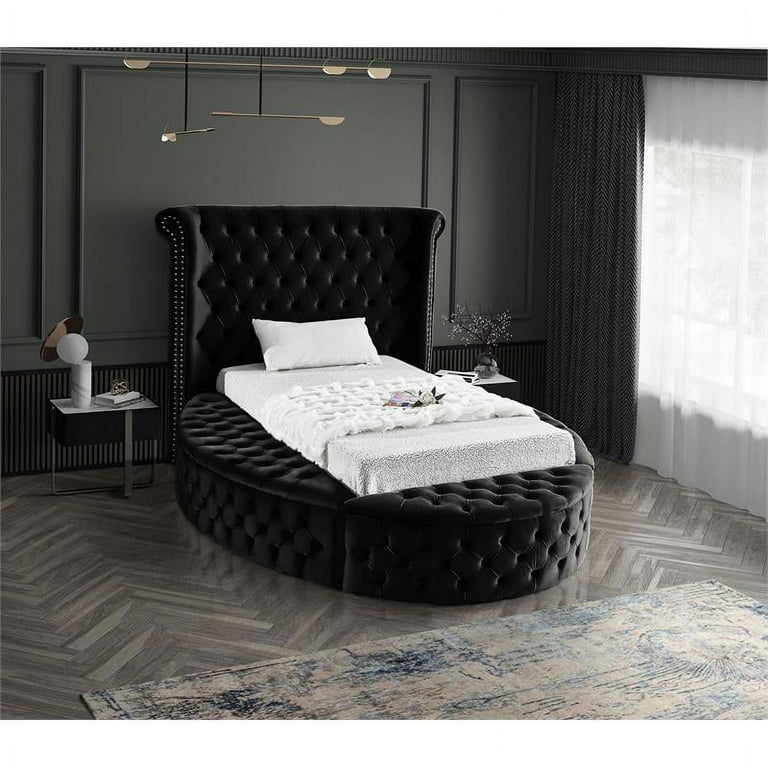 Meridian Furniture Luxus Black Velvet Twin Bed Walmart