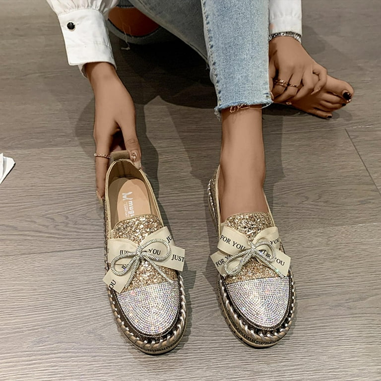 Xysaqa Women Flats Shoes Work Shoes Women Casual Women s Shallow Cut Flat Shoes Fashion Bow Tie one Foot Pedal Shoes Shoes for Women Dressy Savings Walmart