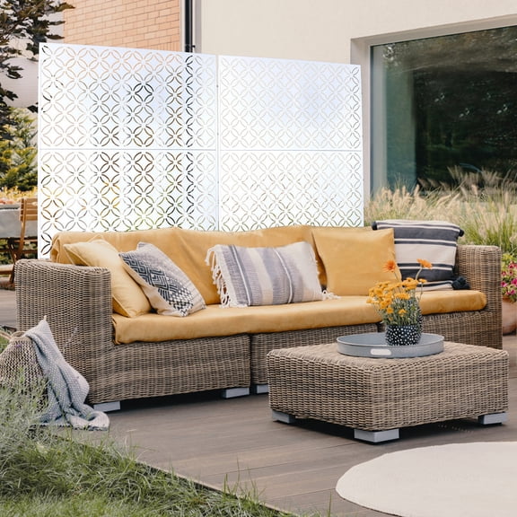 Outdoor & Indoor Privacy Screen Metal Privacy Screen 76" H×48" W, Freestanding Decorative Privacy Screen for Deck Balcony Patio, Privacy Fence Panels for Outside Lawn Garden