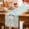thumbnail image 5 of Easter Table Runner 72 Inches, Spring Rabbit Feet Eggs Flower Green Wooden Grain Bed Runner Dresser Scarves Tabletop for Indoor Outdoor Parties/Ceremony/Banquet, 16" x 72", 5 of 8