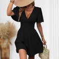 thumbnail image 2 of Summer Saving! Ashirexll Summer Dresses for Women, Midi Dresses for Women, Women's Deep V-Neck Solid Color Leaf Sleeve Short Sleeve Hooded Dress, 2 of 6