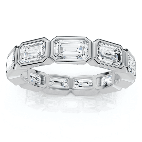 Pompeii 3Ct Emerald Cut Diamond East West Eternity Ring 14k Gold or Platinum Lab Grown
