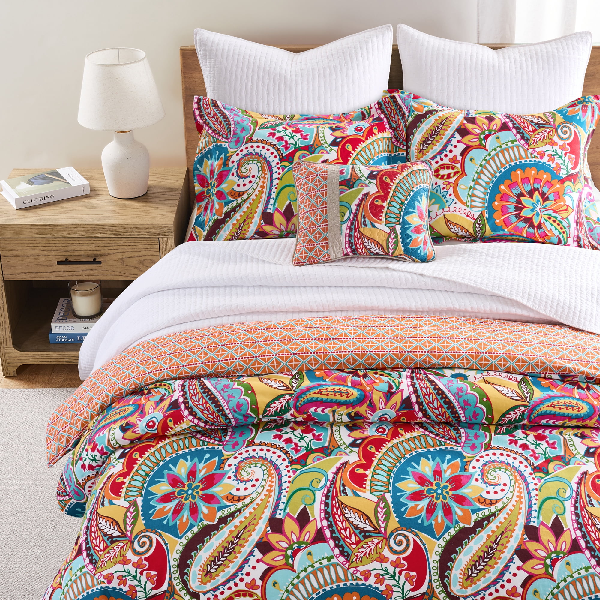 Levtex Home - Rhapsody Duvet Set - King/Cal King Duvet Cover (106x94in.) and 2 King Shams (20x36in.) - Paisley Floral - Reversible - Cotton