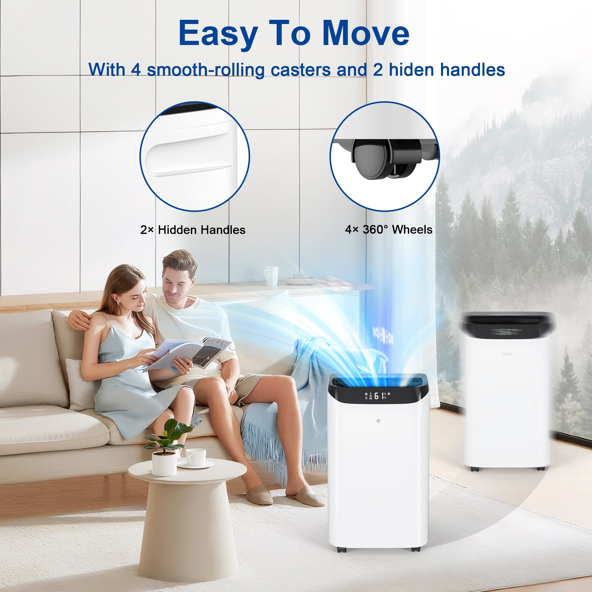 Agtana 12000 BTU Portable Air Conditioner Cools up to 500 sq.ft, 3-in-1 AC, Dehumidifier, Fan