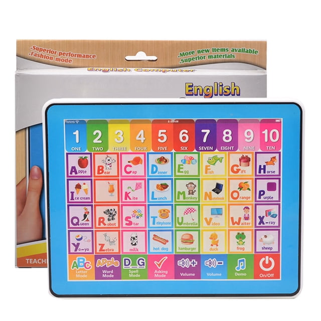 Teléfono móvil de juguete con pantalla táctil para bebé con luz LED, máquina de aprendizaje de números y letras para bebé, juguete con luz musical