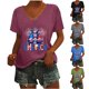 thumbnail image 1 of Fiudx Ofertas Del Día Camiseta de Cuello Redondo con Estampado Degradado de Manga Corta para Mujer, 1 of 6
