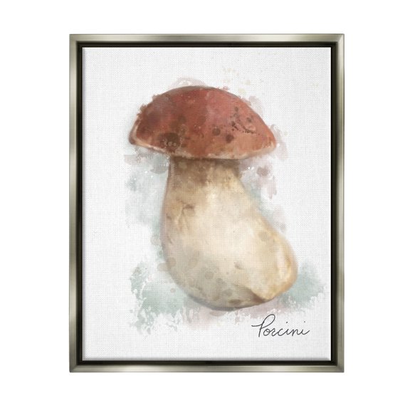 Stupell Industries Abstract Porcini Mushroom Botanical & Floral Painting Gray Floater Framed Canvas Art Print Wall Art, 25 x 31