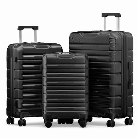 Luggage Sets 3 Piece Hardshell with Spinner Wheels TSA Lock Durable Suitcase Set 20 24 28 inch Carry on Luggage Black