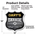 thumbnail image 2 of Gary's Garage I Can Fix Everything But Stupid 12 inch X 12 inch Shield Shaped Commercial Grade Plastic Sign To last, Gift for Dads and Uncles Classic Americana Crafted in the USA, 2 of 7