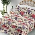 thumbnail image 3 of Ambesonne Romantic Fitted & Flat Sheet with Shams 4 Pcs Set, English Garden Scene Peony, Full, Dark Coral and Champagne, 3 of 5