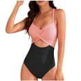 thumbnail image 2 of Wycnly Womens Swimsuits Clearance Monokini Swimsuit for Women Monokini Swimsuit One Piece Swimsuit Summer Color Block Hollow out Strap Tankini Bathing Suits Bathing Suit for Women, 2 of 3