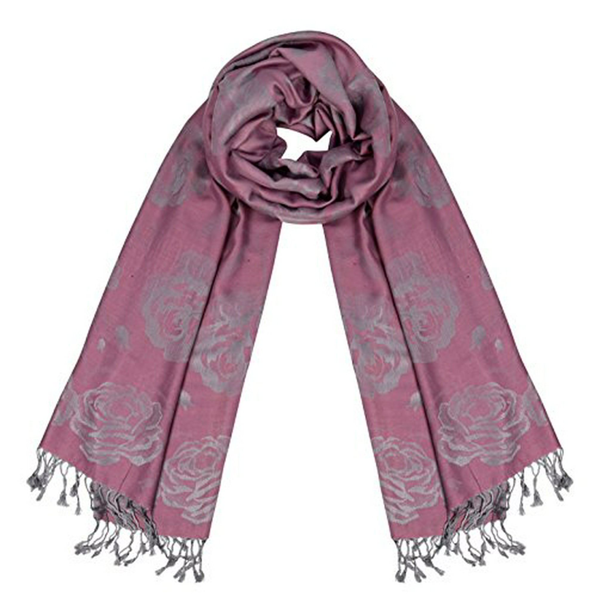 Peach Couture Elegant Floral Pattern Pashmina Wrap Shawl Scarf Rose Pink Silver Walmart Canada