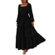 thumbnail image 1 of Vestido maxi de manga larga con fruncido PRETTYGARDEN negro XS, 1 of 8