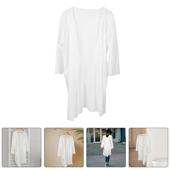 SOPOTUTU Cotton Bathrobe White Soft Absorbent Lightweight Travel Bath Robe for Men and Women 1 Set