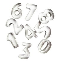 Miyuadkai 0-9 Digital Mold, Numbers Cookie Cutters 2 Inches 9Pcs Jelly Fondant Cutter Set Stainless Large Number Cutter for Fondant Cake Fruit Vegetables or Dough Stainless, 1 Set of 9* Molds