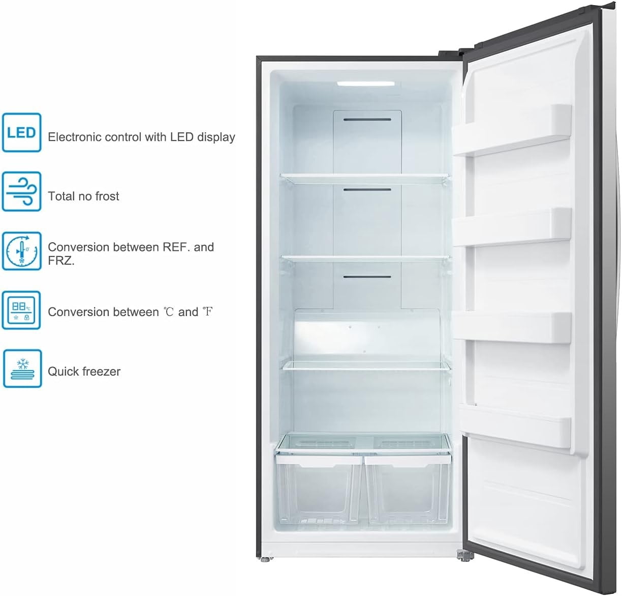 Techomey 21 Cu Ft Single Door Upright Freezer/Refrigerator LED Display Frost Free
