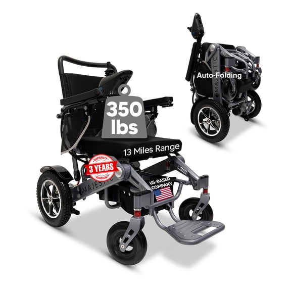 Electric Wheelchairs for Adults,Auto Folding Electric Wheelchair, 350 lbs Weight Capacity, Long Battery Range,US Based Premium Customer Support,Remote Controlled Lightweight Wheel Chair,Majestic 7000