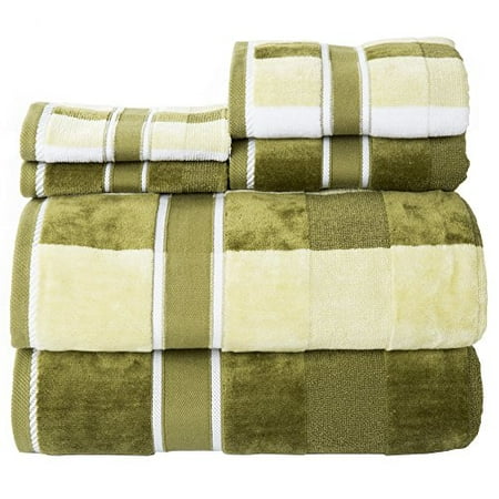 Lavish Home 100% Cotton Oakville Velour 6 Piece Towel Set - Green
