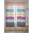thumbnail image 5 of Sheer Curtains 108 Inches Long 2 Panels Set for Living Room, Bohemia Ethnic Semi Sheer Curtains for Windows, Boho Tribal Teal Orange Purple Stripes Leaves Voile Window Treatments Rod Pocket Curtain, 5 of 7