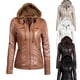thumbnail image 3 of Chaqueta con capucha con capucha de cremallera con capucha de cuero de Faux de la mujer Abanopi 6XL, 3 of 6