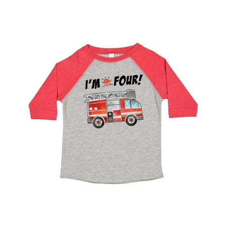 

Inktastic I m 4 Fire Truck 4th Birthday Boys or Girls Toddler T-Shirt