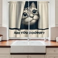 thumbnail image 2 of Ambesonne Cat Kitchen Curtains, Are You Poopin' Retro Funny, 55"x36", Dark Blue Ivory, 2 of 3