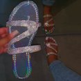 thumbnail image 1 of Holiday Gift Finder ABPWLY Large Size Rhinestone Z Shape Summer Flat Casual Open Toe Roman Women Slippers, 1 of 5