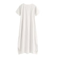 thumbnail image 5 of Vestido largo de manga larga y cuello redondo para mujer - Color liso, corte holgado para el día a día o fiestas, vestido versátil para todas las estaciones, 5 of 5