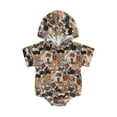thumbnail image 1 of Bagilaanoe Newborn Baby Boy Hooded Rompers Print Short Sleeve Bodysuits 3M 6M 12M 18M Infant Casual One Piece Short Jumpsuit, 1 of 7