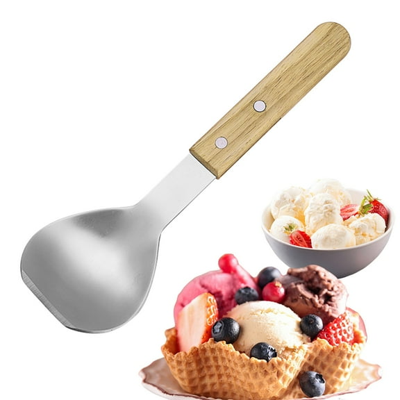 Ice Scoop Stainless Steel Wooden Handle Spoon Hard Scoop Scoop Kitchen Tool With Wood Handle/ Stainless Steel Ice Cream Scoop With Wooden Handle