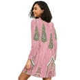 thumbnail image 2 of FORMRS Womens Long Sleeve Nightgowns Crew Neck Sleep Shirt Soft Pajamas Sizes S-3XL, Pink Gingerbread House, 2 of 8
