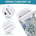 thumbnail image 3 of Yayeee 40oz Stainless Steel Tumbler with Straw and Handle Double-Wall Insulated Travel Water Bottle, Blue Hydrangeas Pattern, 3 of 8