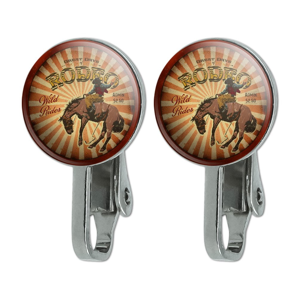 GRAPHICS & MORE Rodeo Cowboy Vintage Horse Riding Bucking Novelty Clip-On Stud Earrings GRAPHICS & MORE Rodeo Cowboy Vintage Horse Riding Bucking Novelty Clip-On Stud Earrings