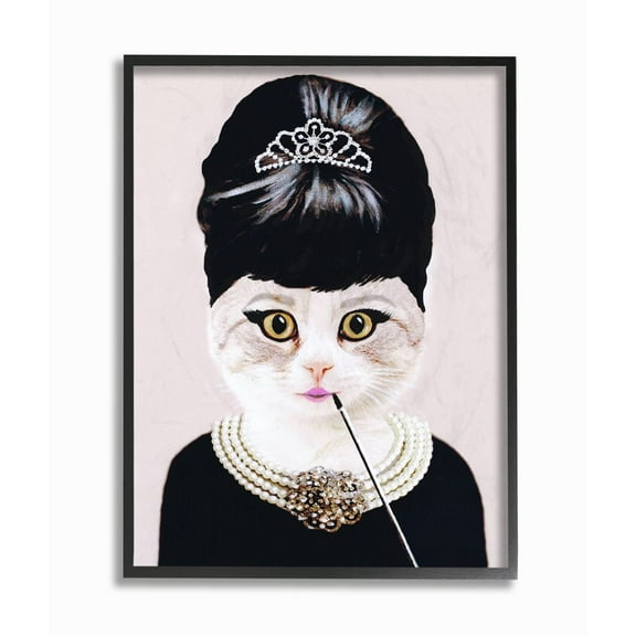 The Stupell Home Decor Collection Fashion Feline Jewelry And Makeup Cat Framed Giclee Texturized Art