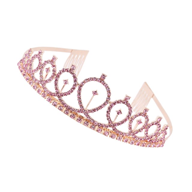 Diadema de cumpleaños para niña, ropa adornada con diamantes de imitación, diademas para celebración, accesorio de decoración, accesorio Accesorio para el cabello Oro rosa Diamante de imitación rosa Qarigey AP011165-01