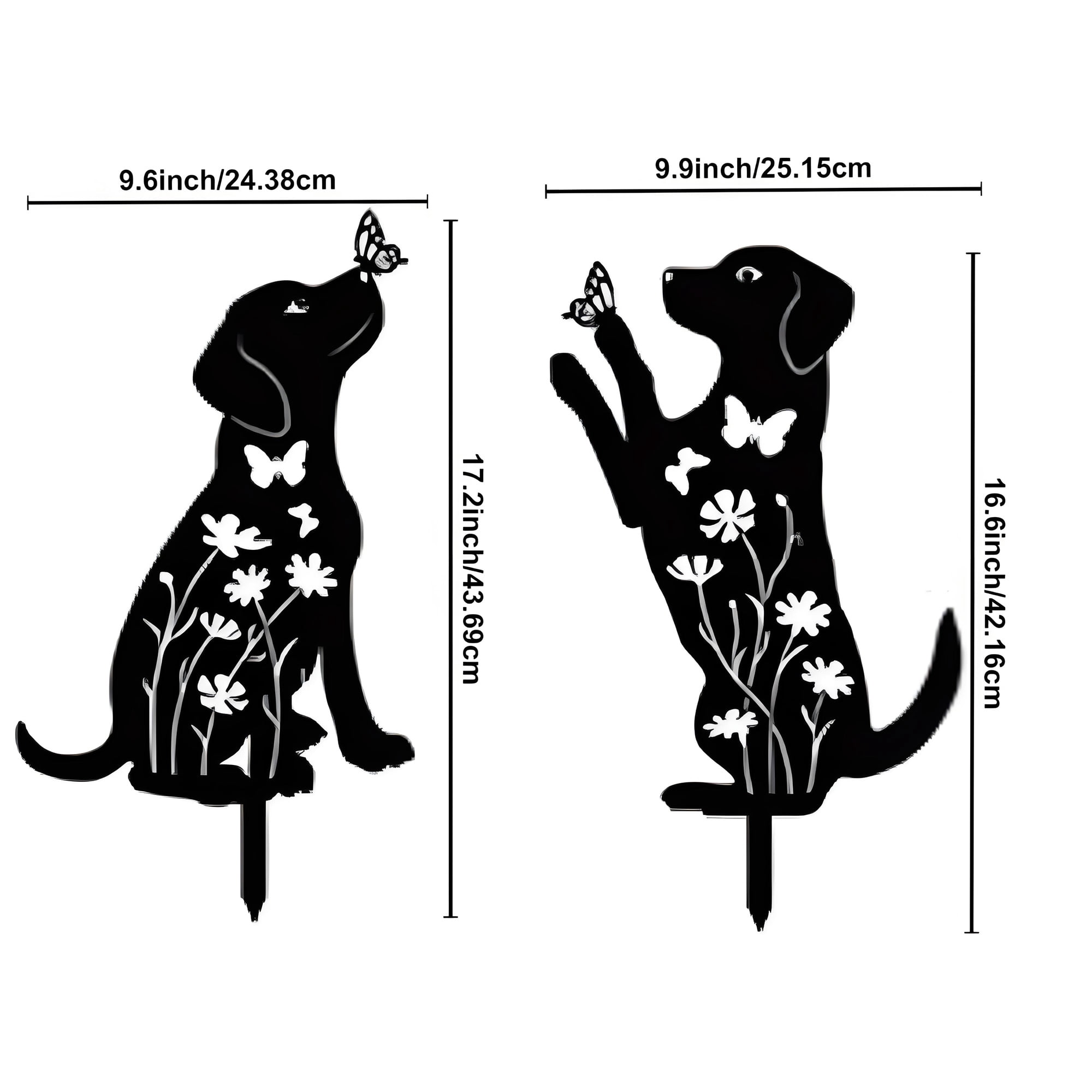 2 Pcs Dog Metal Decorative Garden Stakes Labrador Dog Gifts for Women/Men, Animal Silhouette Statues for Yard Art, Outside, Patio, Outdoor Decor, Garden Decorations, Lawn Ornaments