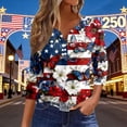 thumbnail image 2 of CONZONE 4Th Of July Womens T-Shirts 3/4 Sleeve Independence Day T Shirts for Women Casual V Neck Patriotic Usa Star Striped Graphic Lightweight Tees Soft Cozy Tops, 2 of 5