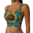 thumbnail image 2 of Vsdgher Sunflowers Print Women Sleeveless Athletic Tank Top Built-in Bra Camisole Sports Vest for Yoga Running Fitness Exercise with Removable Pads, 2 of 8