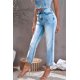 thumbnail image 1 of ABPHQTO Jeans de pierna recta de tiro alto con lavado medio azul cielo para mujer, 1 of 5