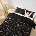 thumbnail image 3 of jejeloiu Delicate Floral Bedding For Girls,Gentle Wildflower Duvet Cover Full,Multicolor Black,Black Reversible,3 Pieces,1 Duvet Cover and 2 Pillowcases, 3 of 6
