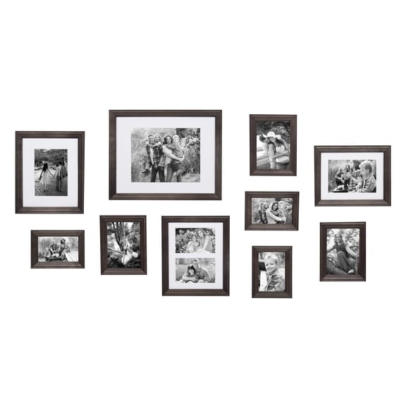 Kate and Laurel Bordeaux Gallery Wall Kit, Set of 10 with Assorted Size Frames with Charcoal Gray Finish