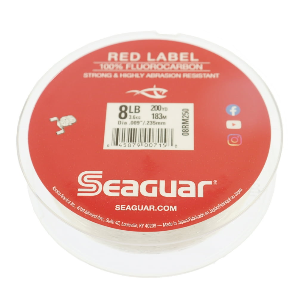 Seaguar Red Label Freshwater Fluorocarbon Main Fishing Line, Clear, 8